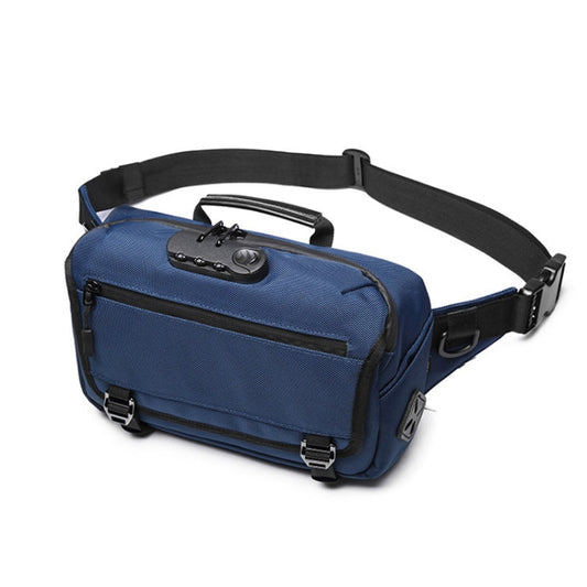 Sac banane de sport extérieur Ozuko 9257 pour homme, sac messager antivol (bleu marine)