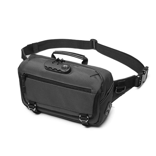 Ozuko 9257 Sac de taille homme sport de plein air Sac bandoulière antivol (Gris foncé)