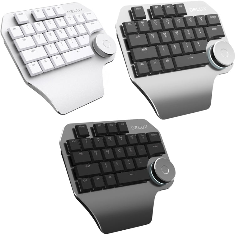 DELUX T11 Clavier unimanuel à 29 touches, raccourcis, outil vocal, clavier plat, couleur : noir argenté