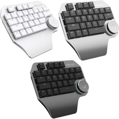 DELUX T11 Clavier unimanuel à 29 touches, raccourcis, outil vocal, clavier plat, couleur : noir argenté