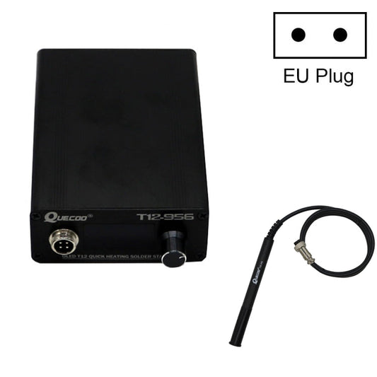 QUECOO T12-956 1.3-Inch Screen Electric Soldering Iron Soldering Station With P9 Handle, EU Plug (Black Handle)