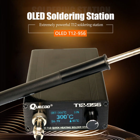 QUECOO T12-956 1.3-Inch Screen Electric Soldering Iron Soldering Station With P9 Handle, EU Plug (White Handle)