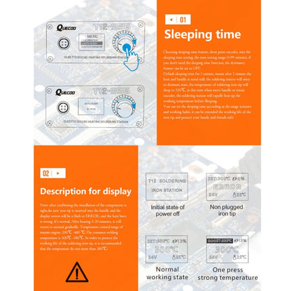 QUECOO T12-956 1.3-Inch Screen Electric Soldering Iron Soldering Station With P9 Handle, EU Plug (White Handle)
