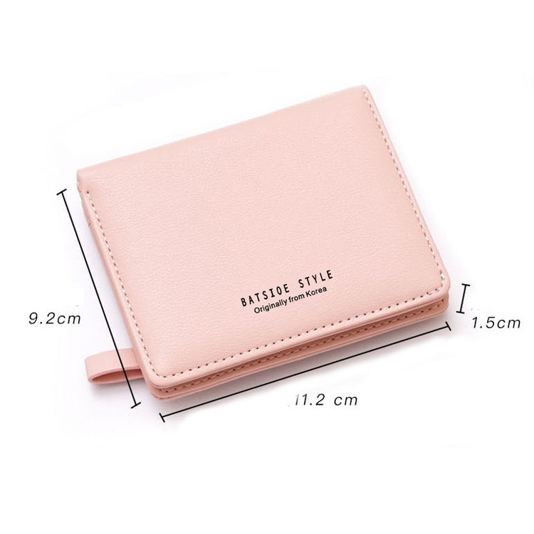BATSIOE Petit portefeuille court pour femme, petit sac étudiant frais à deux volets, porte-monnaie simple multi-cartes (gris)
