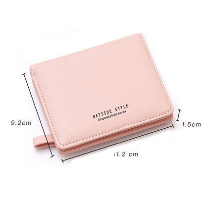 BATSIOE Short Type Ladies Wallet Small Fresh Two-Fold Student Bag Simple Multi-Card Coin Purse(Green)