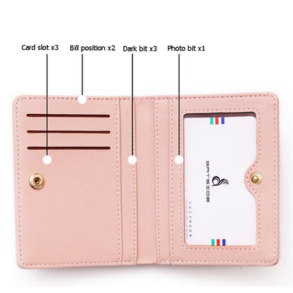 BATSIOE Petit portefeuille court pour femme, petit sac étudiant frais à deux volets, porte-monnaie simple multi-cartes (gris)