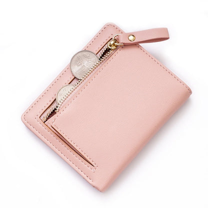 BATSIOE Petit portefeuille court pour femme, petit sac étudiant frais à deux volets, porte-monnaie simple multi-cartes (gris)