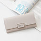 BATSIOE Women Wallet Tri-Fold Long Type Buckle Clutch Multi-Card Pocket PU Wallet(Gray)
