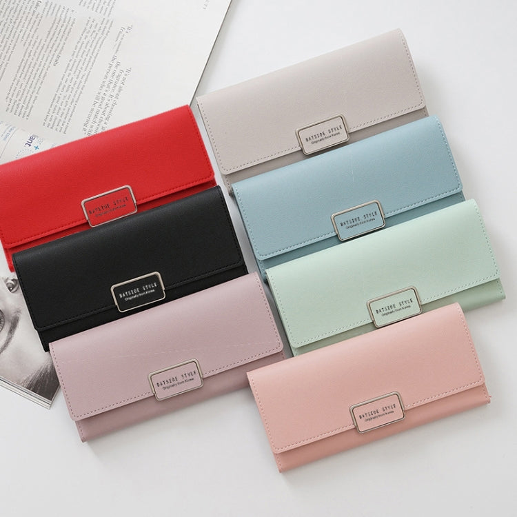 BATSIOE Women Wallet Tri-Fold Long Type Buckle Clutch Multi-Card Pocket PU Wallet(Gray)