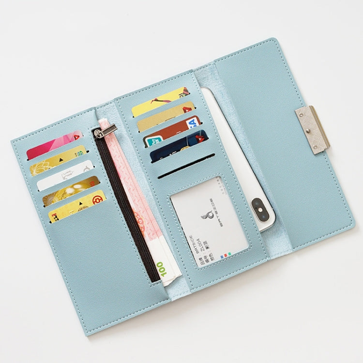 BATSIOE Women Wallet Tri-Fold Long Type Buckle Clutch Multi-Card Pocket PU Wallet(Gray)