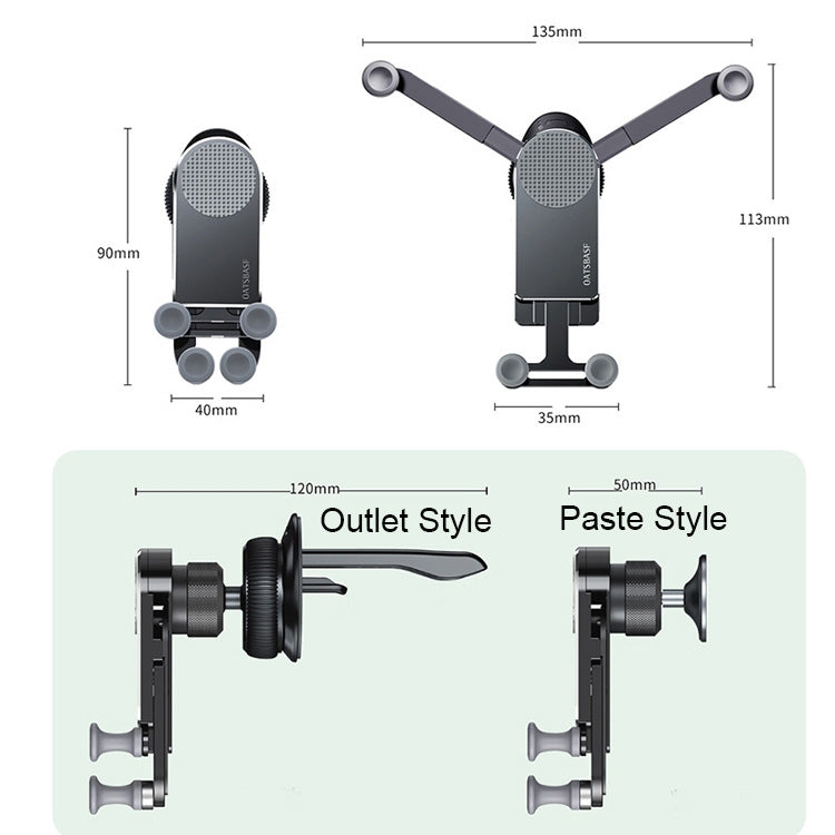 Oatsbasf Car Gravity Metal Bracket Scalable and Stable Mobile Phone Bracket Folding Screen Mobile Phone Exclusive Car Bracket(Outlet Silver)