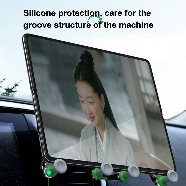 Oatsbasf Car Gravity Metal Bracket Scalable and Stable Mobile Phone Bracket Folding Screen Mobile Phone Exclusive Car Bracket(Outlet Silver)