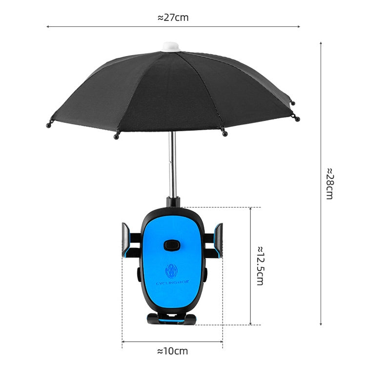 CYCLINGBOX BG-2935 Support de Téléphone Portable pour Vélo avec Parapluie Étanchéité Navigation Voiture Électrique Cadre de Téléphone Portable, Style : Installation sur Guidon (Bleu)
