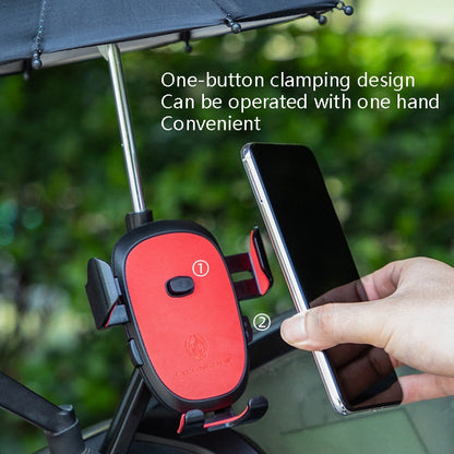 CYCLINGBOX BG-2935 Support de Téléphone Portable pour Vélo avec Parapluie Étanchéité Navigation Voiture Électrique Cadre de Téléphone Portable, Style : Installation sur Guidon (Bleu)