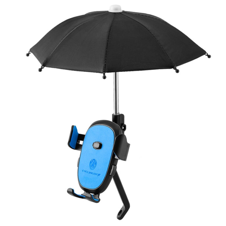 CYCLINGBOX BG-2935 Support de téléphone portable de vélo avec parapluie, navigation étanche, cadre de téléphone portable de voiture électrique, style : installation sur rétroviseur (bleu)