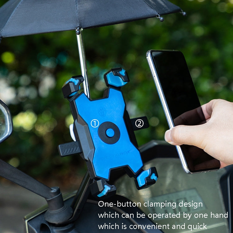 Support de téléphone portable de vélo CYCLINGBOX avec parasol Support de téléphone portable de pilote, Style : Installation sur rétroviseur (Jaune)