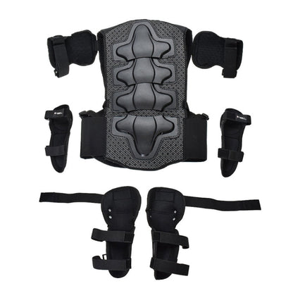 GHOST RACING Équipement de Protection Moto Enfants Gilet de Sécurité Sportif + Genouillères + Coudières Combinaison de Protection (Rouge)