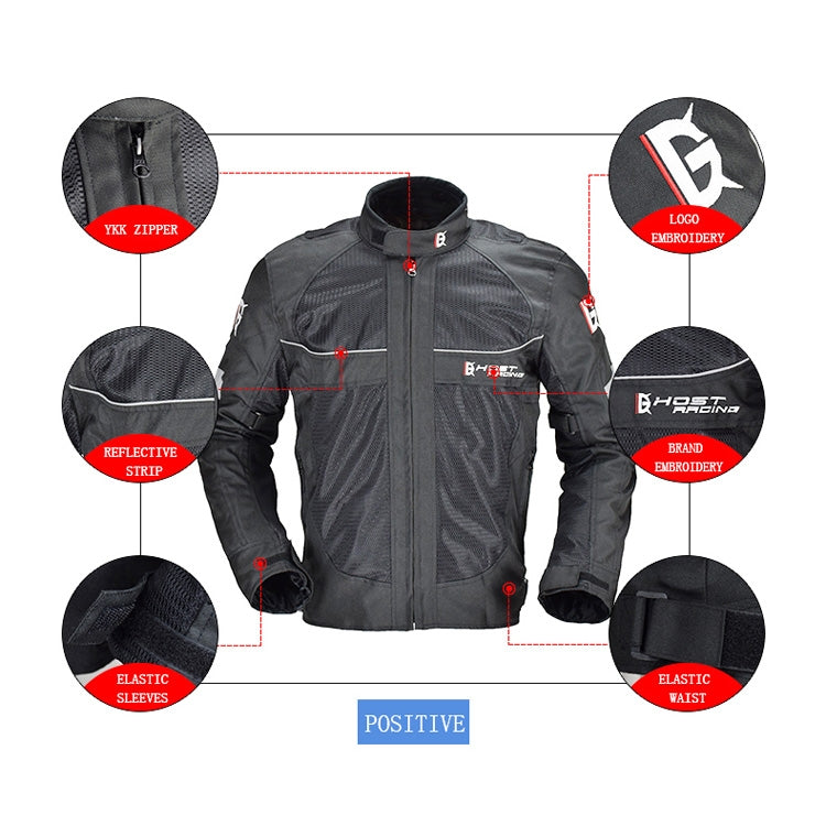GHOST RACING GR-Y05 Motorcycle Cycling Cloth Men Knight Racing Jacket Keep Warm Anti-Fall Locomotive Off-Road Suit, Size: XXL(Black)