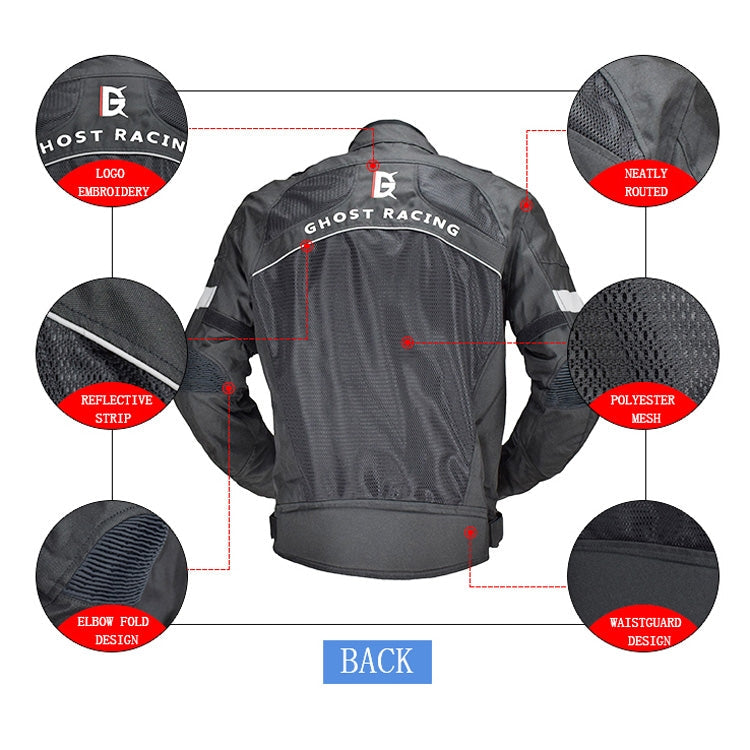 GHOST RACING GR-Y05 Veste de moto textile pour homme, coupe-vent et anti-chute, pour motocross et tout-terrain, Taille: L (Noir)