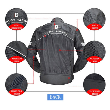 GHOST RACING GR-Y05 Motorcycle Cycling Cloth Men Knight Racing Jacket Keep Warm Anti-Fall Locomotive Off-Road Suit, Size: XXXL(Black)