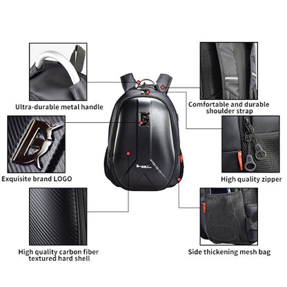 GHOST RACING GR-BB02 Men Motorcycle Riding Backpack Helmet Hard Shell Backpack Locomotive Travel Computer Bag(Black)