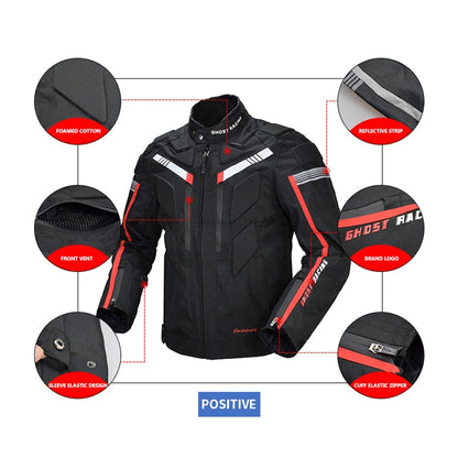 GHOST RACING GR-Y07 Motorcycle Cycling Jacket Four Seasons Locomotive Racing Anti-Fall Cloth, Size: L(Black)
