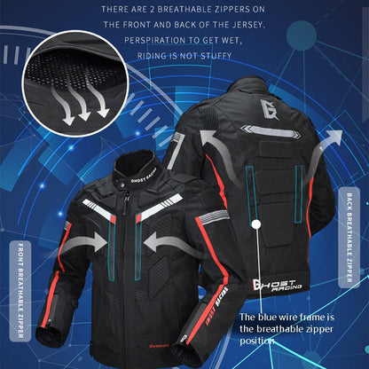 GHOST RACING GR-Y07 Motorcycle Cycling Jacket Four Seasons Locomotive Racing Anti-Fall Cloth, Size: L(Black)