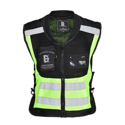 GHOST RACING GR-Y06 Gilet de moto de course Gilet réfléchissant de sécurité, Taille : L (Vert Fluorescent)