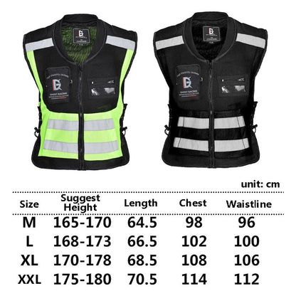 GHOST RACING GR-Y06 Gilet de moto de course Gilet réfléchissant de sécurité, Taille : L (Vert Fluorescent)