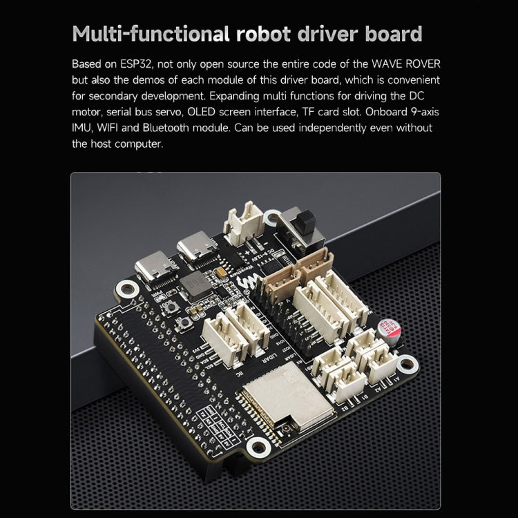 Waveshare WAVE ROVER Flexible Expandable 4WD Mobile Robot Chassis, Onboard ESP32 Module(EU Plug)