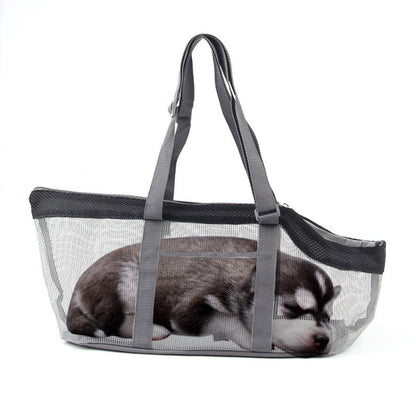 Pttie Baggie Panoramic Breathable Dog Outing Handbag(0901A Grey + Black)