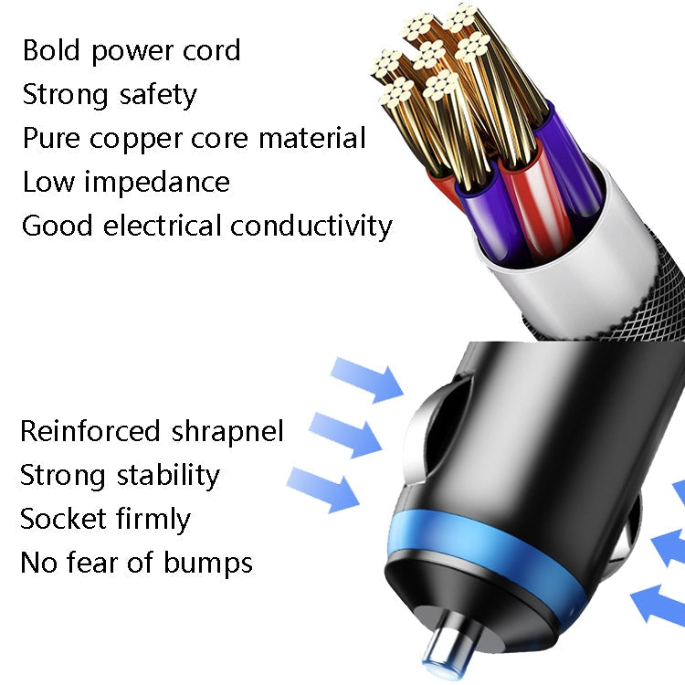 Ozio Car Charger Cigarette Lighter Conversion Plug, Model: Y48QA Black All Agreement Flash Charge