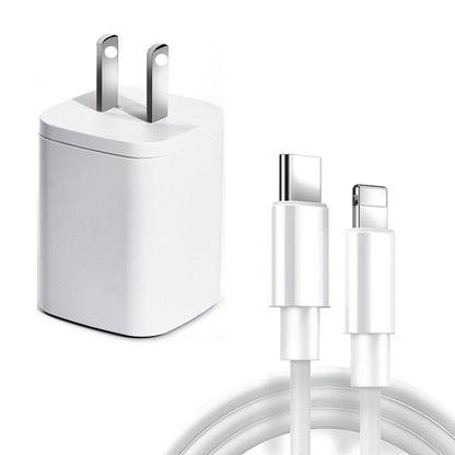 CYKE USB60 20W Mini PD Type-C Port Fast Charger With Type-C To 8 Pin Cable, US Plug(White Set)