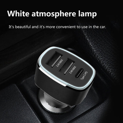 QIAKEY GT690C Dual USB + USB-C / Type-C Aluminum Alloy Three-Hole Car Charger(Black)
