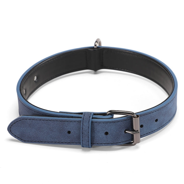 JINMAOHOU Dogs Double-Layer Leather Collar, Specification: XS 34x1.7cm(Blue)