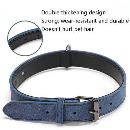 JINMAOHOU Dogs Double-Layer Leather Collar, Specification: XS 34x1.7cm(Purple)