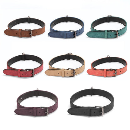 JINMAOHOU Dogs Double-Layer Leather Collar, Specification: M 49x2.7cm(Purple)