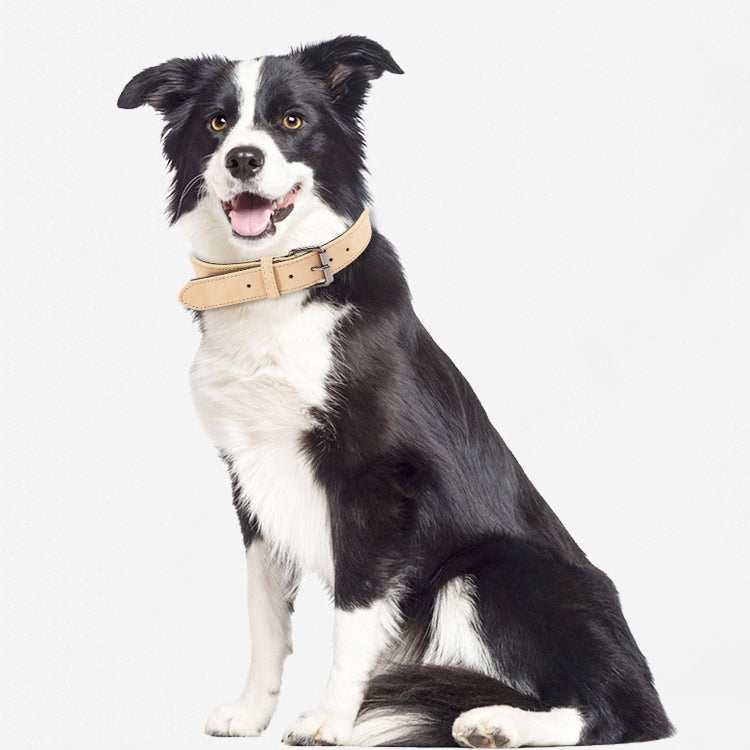 JINMAOHOU Dogs Double-Layer Leather Collar, Specification: M 49x2.7cm(Orange)
