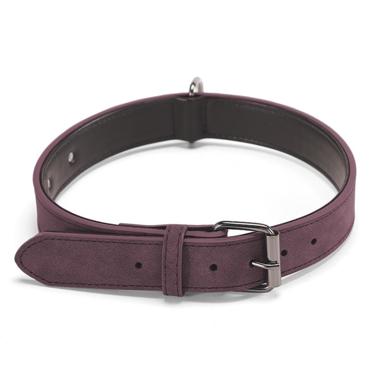 JINMAOHOU Dogs Double-Layer Leather Collar, Specification: L 59x3.2cm(Purple)