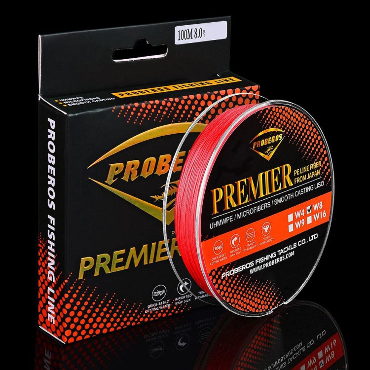 PROBEROS 8 Edited 100M Majestic Horse Fish Line, Line number: 0.4 / 6LB(Red)