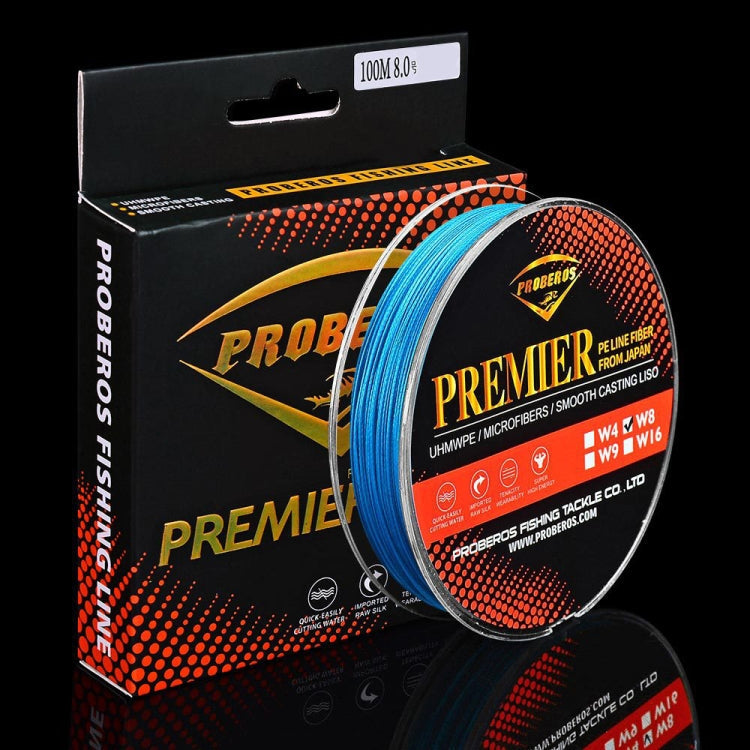 PROBEROS 8 Ligne de Pêche Majestic Horse 100M, Numéro de Ligne: 3.0 / 40LB (Bleu)