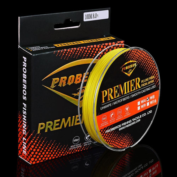 PROBEROS 8 Edited 100M Majestic Horse Fish Line, Line number: 7.0 / 80LB(Yellow)