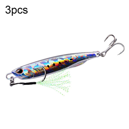 3 PCS PROBEROS LF103 Simulation Metal Sea Fishing Bait, Specification: 10g(G With Hook)
