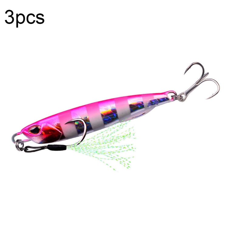 3 PCS PROBEROS LF103 Leurre de pêche en mer métallique de simulation, Spécification : 20g (D Lumineux avec Hameçon)