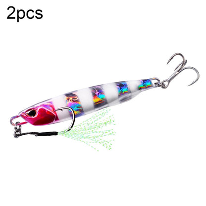 2 PCS PROBEROS LF103 Simulation Metal Sea Fishing Bait, Specification: 40g(C Luminous With Hook)