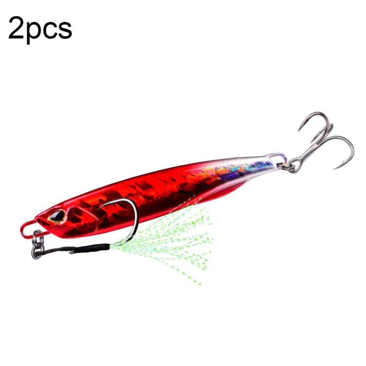 2 PCS PROBEROS LF103 Simulation Metal Sea Fishing Bait, Specification: 50g(E With Hook)