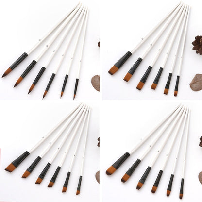 Zhuting Nylon Wool Stick Gouache Brush Set(6 PCS/Set Pointed)