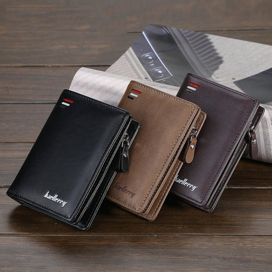 Baellerry D3216 Men Short Vertical Multi-Card Snap Coin Purse(Brown)