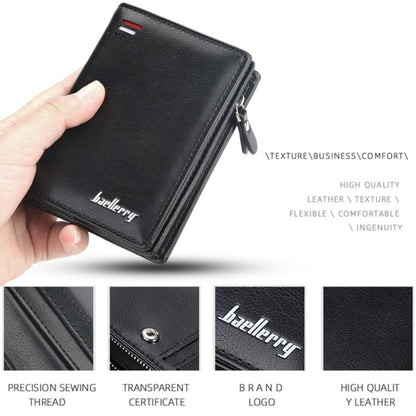 Baellerry D3216 Men Short Vertical Multi-Card Snap Coin Purse(Khaki)