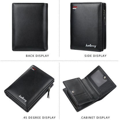 Baellerry D3216 Men Short Vertical Multi-Card Snap Coin Purse(Black)